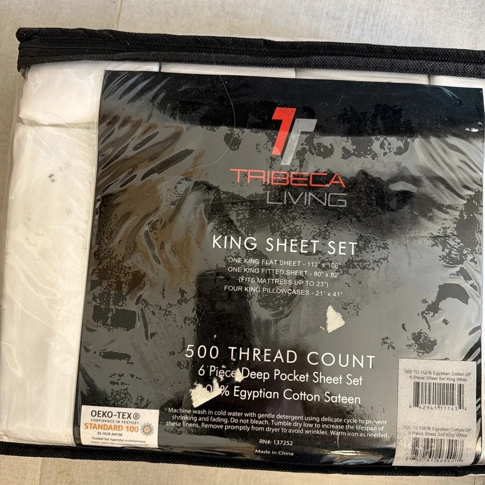 Tribeca Living King Sheet Set 500 Thread Count White